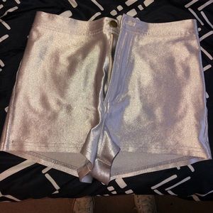 American apparel silver disco shorts !